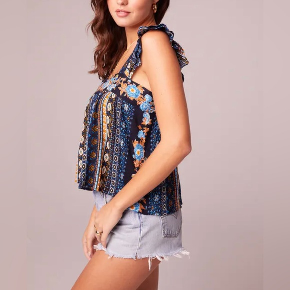 B.O.G Collective Sleepless Nights Navy Stripe Print Top Navy/Azure - Picture 2 of 8